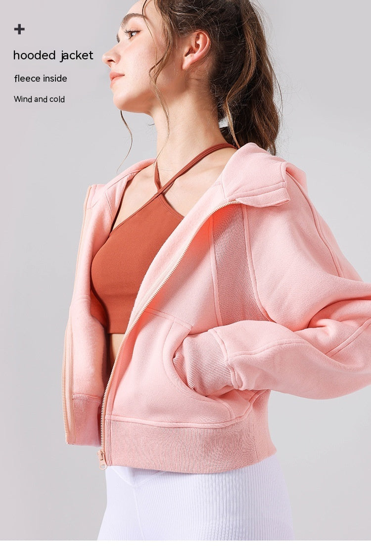 Fleecefodrad yogatröja med dragkedja – mjuk hoodie för träning & vardag