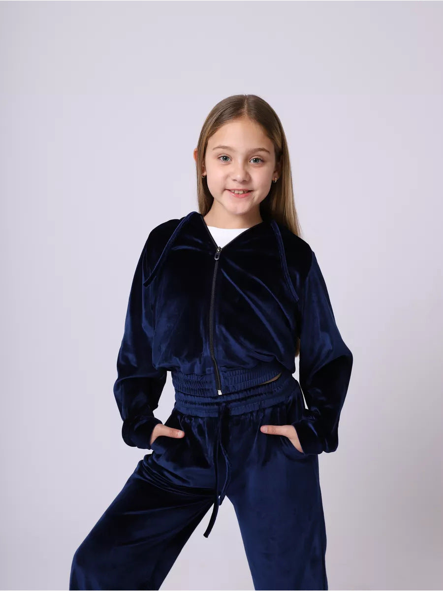 Girls' soft set - sporty velvet sweatshirt