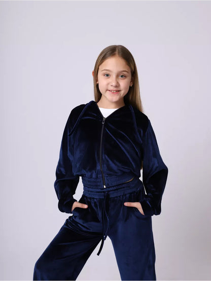 Girls' soft set - sporty velvet sweatshirt