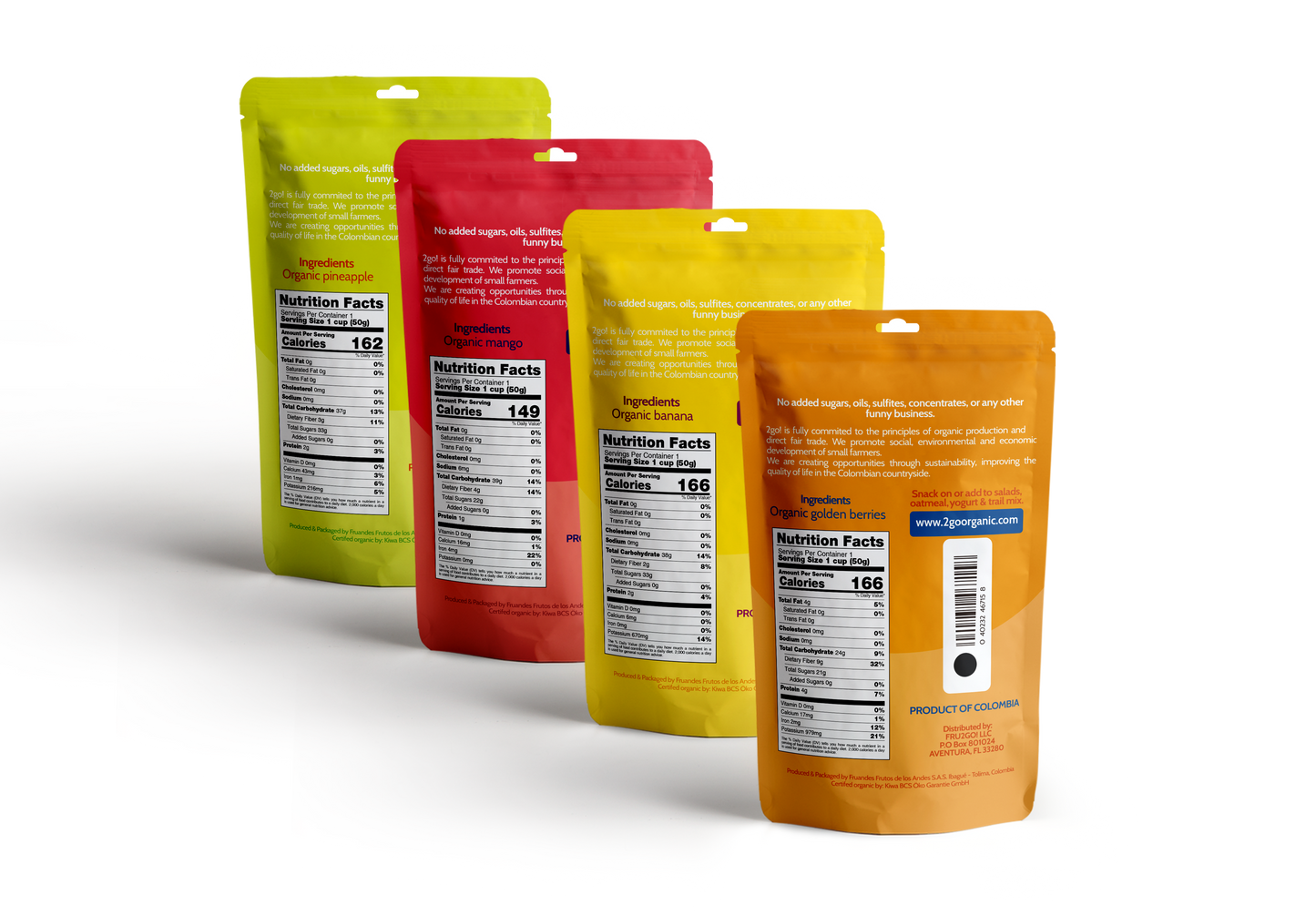 Ekologisk torkad frukt – mixförpackning 2GO!
