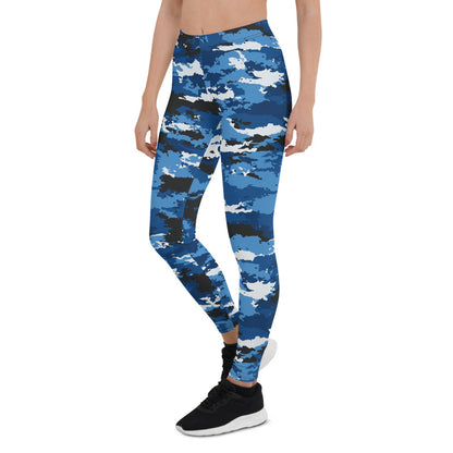 Tränings leggings premium dam – blå camo