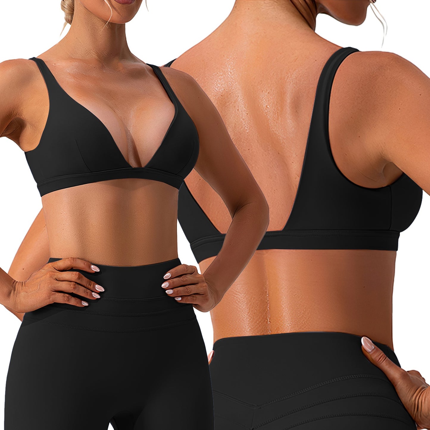 Comfortable sports bra with V-shaped back 