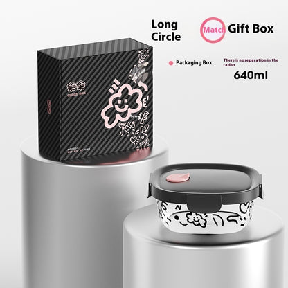 Glass lunch box with cute motifs – microwave safe &amp; heat resistant