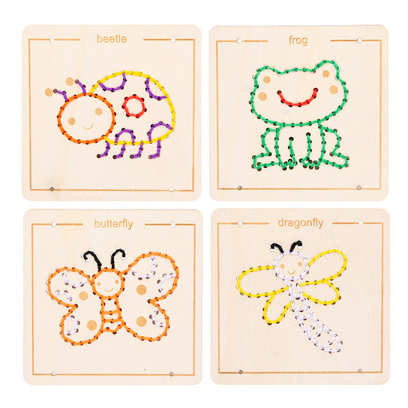 Träleksak med trådning – broderi & lacing-set för barn