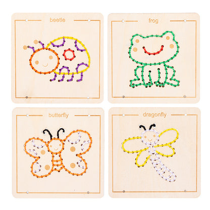 Träleksak med trådning – broderi & lacing-set för barn