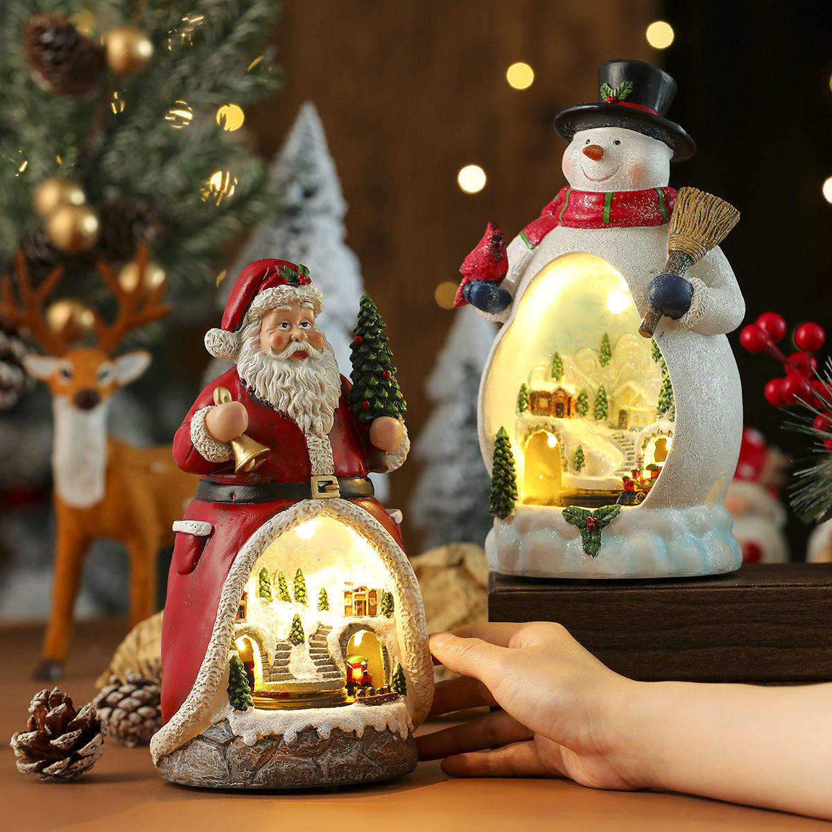 Roterande LED-Juldekoration i Resin