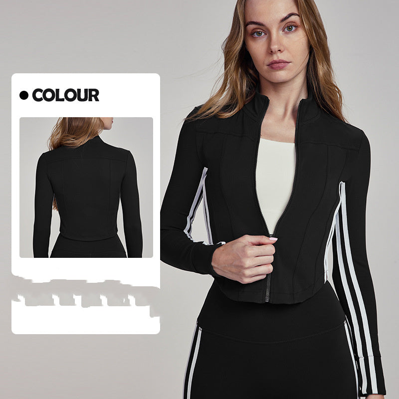 Yogajacka dam – slim fit med ståkrage & dragkedja