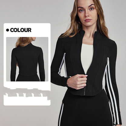 Yogajacka dam – slim fit med ståkrage & dragkedja