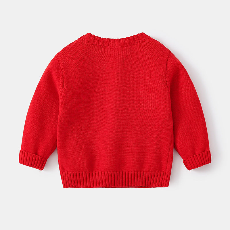 Jultröja för barn – varm stickad tröja med renmotiv