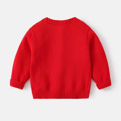 Jultröja för barn – varm stickad tröja med renmotiv