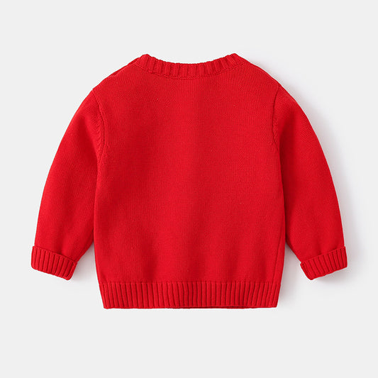 Jultröja för barn – varm stickad tröja med renmotiv