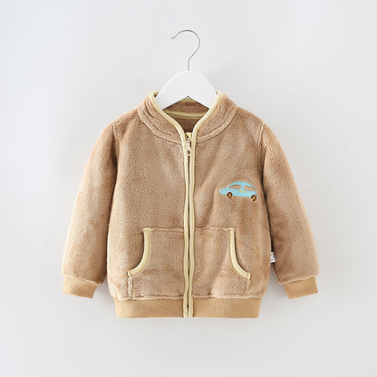 Varm fleece jacka för barn – med ståkragejacka