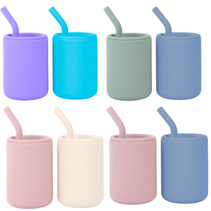 Spillfri Silikonkopp för Barn – 210 ml med Lock & Sugrör