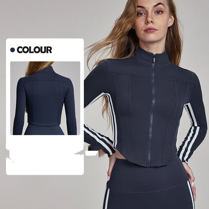 Yogajacka dam – slim fit med ståkrage & dragkedja