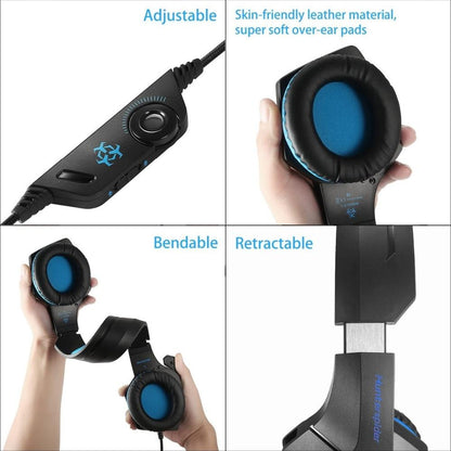 Dragon Stereo LED Gaming Headset – Mikrofon, 7-färgs LED, PC/PS4/Mobil