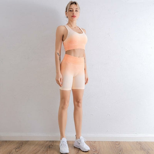 2021 Sports Set Women Gradient Fitness Yoga Tracksuit Gym Jogging